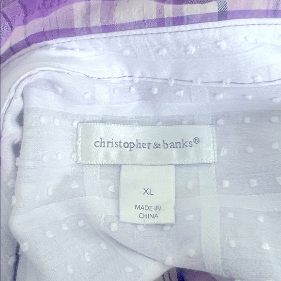 Christopher & Banks Purple Plaid Button Down Shirt - Picture 5 of 8